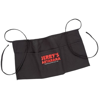Jerry's Artarama Waist Apron for Art Supplies - Black Tie-Back Half-Apron with 3 Large Pockets, 24" W x 11-1/2" D, 45% Polyester, 55% Cotton, Machine