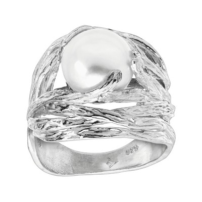 Silpada 'Nested Pearl' 9.5-10 mm Freshwater Pearl Ring in Sterling Silver