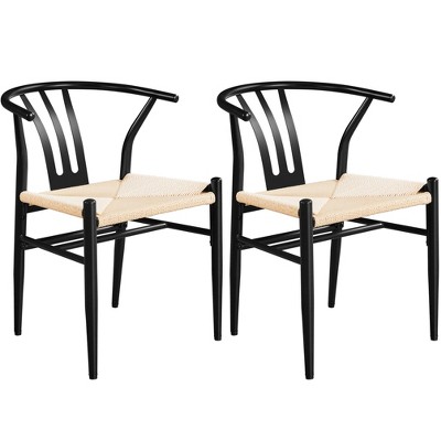 Yaheetech Set of 2 Weave Arm Chairs Dining Chair