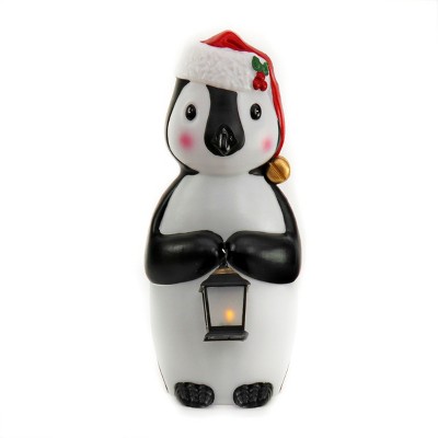 23" Battery Operated LED Blow Mold Pengiun Holding Lantern - National Tree Company