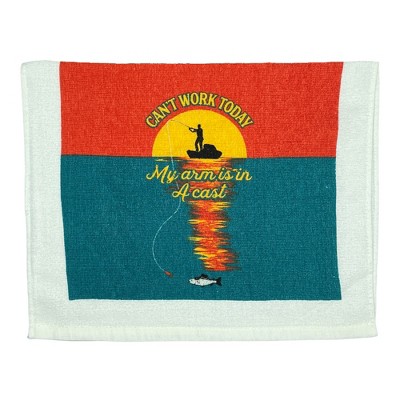Cant Work Today My Arm Is In A Cast Funny Fishing Tea Towel - Crazy Dog Tea Towel For Fishers Arm In A Cast
