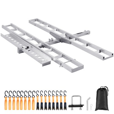 VEVOR Motorcycle Carrier, 2-Bike 600 LBS Aluminum Motorcycle Carrier Hitch Mount, Loading Ramp, Scooter Dirt Bike Trailer Hauler, for Car, Truck