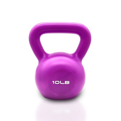NAYSAYE Kettlebell 10LBS Vinyl Coated Strength Training Weight Comfortable Grip for Home Gym, Purple, 7.87"*6.29"*5.11"