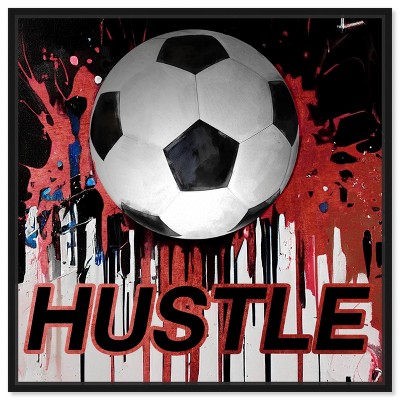 Notoriart Soccer Red Splash Soccer Wall Art Framed