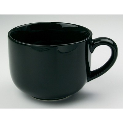 Omniware Teaz Cafe 24oz Jumbo Mug - Rustic Stoneware, Oversized Handle, Dishwasher Safe, Lead-Free Glaze - Vintage-Inspired Farmhouse Cup (Black)
