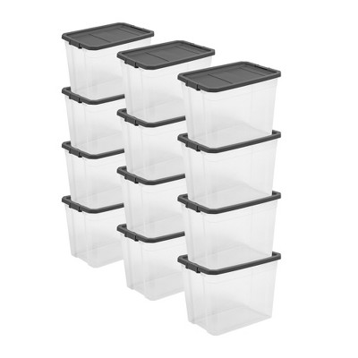 Sterilite Plastic Stackable Storage Container Bin Box Tote with Grey Latching Lid Organizing Solution for Home & Classroom