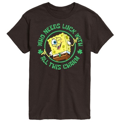 Men's - SpongeBob Squarepants - Who Needs Luck With This Charm St. Patrick's Day Short Sleeve Graphic T-Shirt