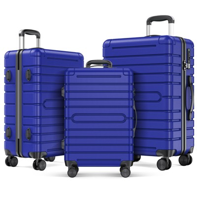 SKONYON 3-Piece Hardshell Spinner Luggage Set 20/24/28″ Durable ABS+PC Suitcase with TSA Lock & YKK Zipper
