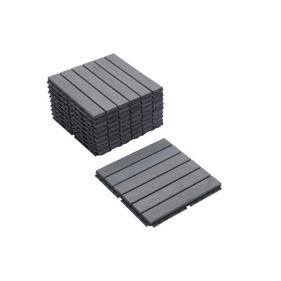 Dolonm Acacia Hardwood Tiles - Light Gray Mold-Proof, Interlocking Flooring, Balcony/Garden Upgrade