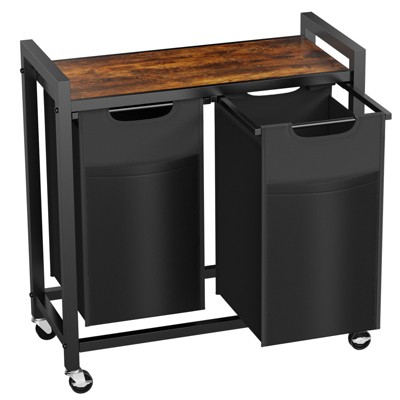 2&3-Bag Laundry Sorter Hamper with Removable Waterproof Bags and Shelf, Rolling Wheels or Adjustable Feet,22.4-25.8 Gal Storage Organizer