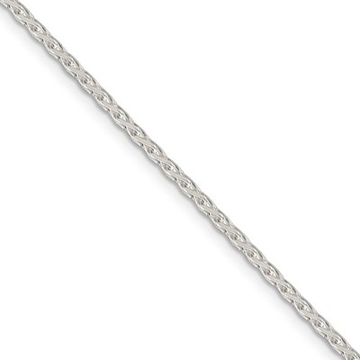 Black Bow Jewelry 2.1mm Sterling Silver Diamond Cut Solid Round Spiga Chain Necklace