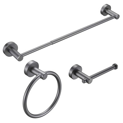 Rbied 3-Piece Thicken Space Aluminum Bathroom Hardware Set (Adjustable Towel Bar/Towel Ring/Paper Holder)