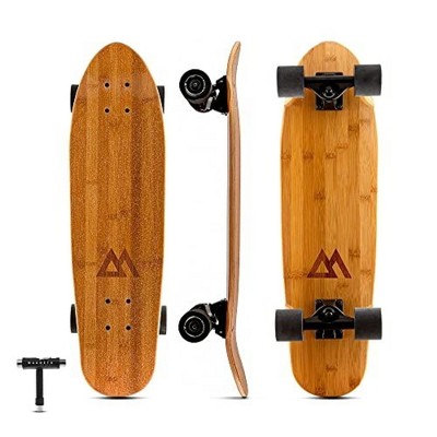 Magneto Complete Skateboard | 27.5" x 7.5", Canadian Maple Double Kick Concave Deck | For Beginners, Teens & Adults (Bamboo)