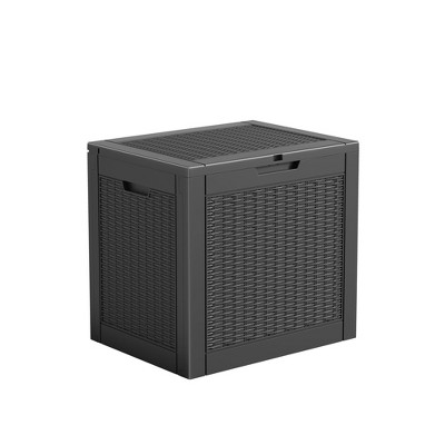 Kumasinova 31.2 Gal Outdoor Deck Box Rattan Patterned Design,Sturdy PP Resin Storage Box,All Weather Use,UV Protected&Waterproof,KD Design