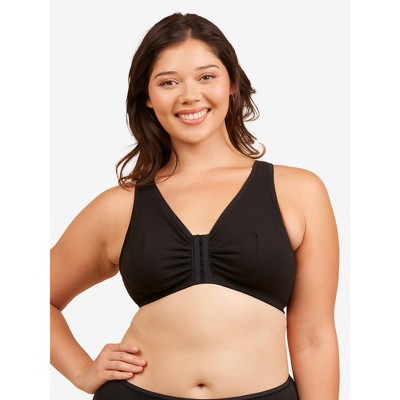 Leading Lady Women's The Meryl - Cotton Front-Closure Comfort & Sleep Bra (110) Black 50C/D/DD