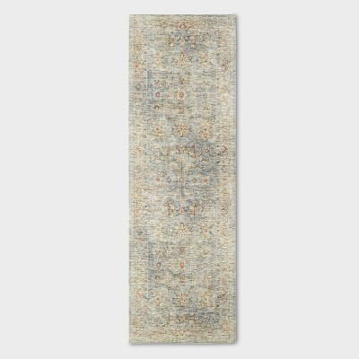 Ledges Digital Floral Print Distressed Persian Rug Green - Threshold™ designed by Studio McGee