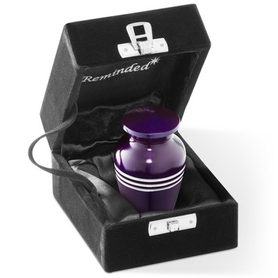 Reminded Small Cremation Memorial Urn for Human Ashes, Stripe Miniature Keepsake Urn with Velvet Case