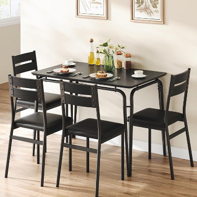 GustoWave 5 Piece Dining Table Set, with 4 Upholstered Chairs