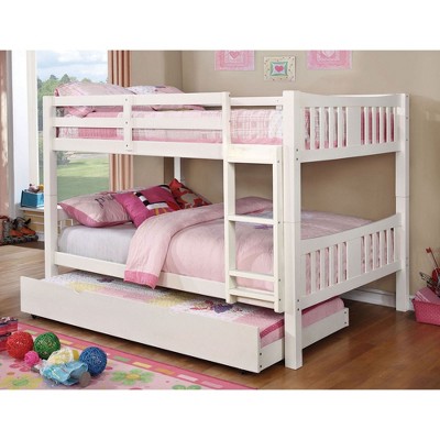 Full Over Full Bunk Bed with Rails and Ladder