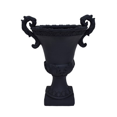 Syemin Planter, Antique Urn Style Planter, Elegant Decorative Flower Pot for Garden, Patio, Porch, Black, 15.5"*11.25"*19.25"