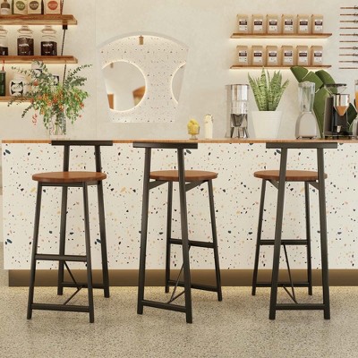 Resenkos Counter Bar Stools, Counter Stool,Bar Stool Set of 3 Counter Height Barstools with Back Armless Dining Chairs(Black & Walnut Brown)