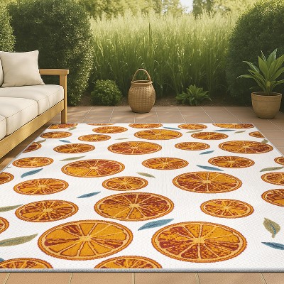 Aranciata Citrus Slice High-Low Indoor/Outdoor Area Rug - JONATHAN Y