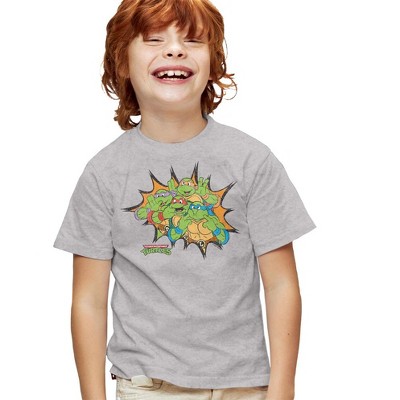 Teenage Mutant Ninja Turtles Funny Face Turtles Youth T Shirt, Athletic Heather