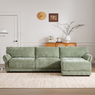 Whisen 110" Modular Sectional Sofa, 4 Seat L-Shape with Extra-Wide Seat Cushion, USB and Type-C Charger