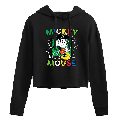 Women's - Disney - Mickey Mouse Cartoon Pop Cropped Graphic Hoodie