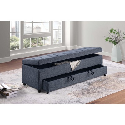 Sapphtopaz Modern Ottoman with Storage&Drawer Upholstered Shoe Bench with Tufted Top Seat Functional Entryway Bench for Living Room,Bedroom
