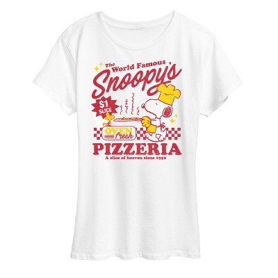 Women's - Peanuts - Snoopy World Famous Pizzeria Oven Fresh Short Sleeve Graphic T-Shirt