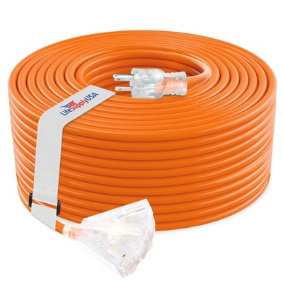 LifeSupplyUSA 12 Gauge 3-Outlet Power Extension Cord Outdoor & Indoor Waterproof Cable SJTW 12/3 ETL Listed