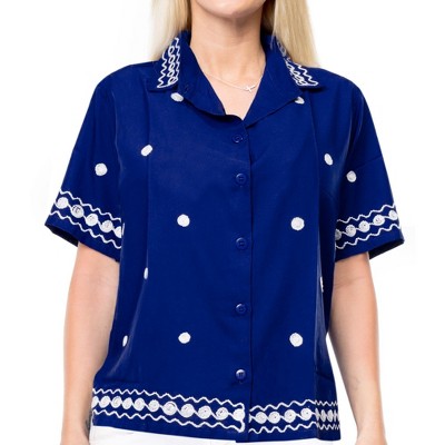 LA LEELA Womens's Casual Blouse Shirt Blouses Button Down Short Sleeve Dress Tops Tee Shirts Hawaiian Dresses for Women