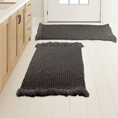 Lavish Home 2PC Waffle Bath Mat Set