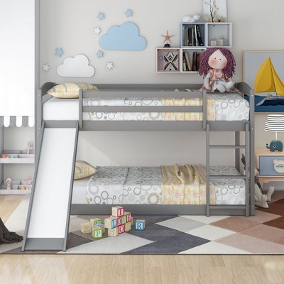 CAVINAS Twin over Twin Bunk Bed Pine Bed Frame with Full-length Guardrail and Ladder, Space Saving
