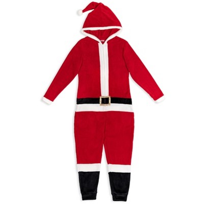Christmas Fleece Zip Up Cosplay Pajama Coverall 3D nose Sizes (Small - 2XL)