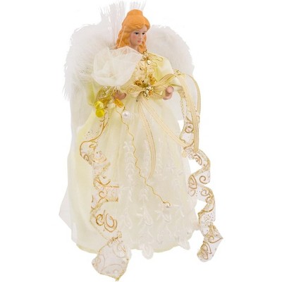 Kurt Adler Color Changing 7-Light Warm White LED Angel Treetop, Ivory and Gold, 12"