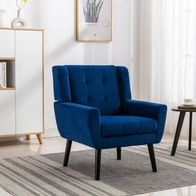 Modern Soft Velvet Accent Chair with Curved Back for Living Room,Arm Chair with Metal Legs,Upholstered Accent Chair for Home Office-Koiai
