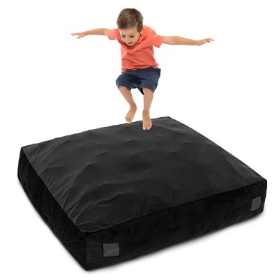 Costway 57" x 57" Crash Pad Sensory Mat with Foam Blocks & Washable Velvet Cover Blue/Black