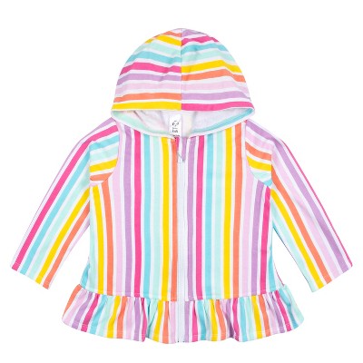 Gerber Baby and Toddler Girls' Swim Zipper Hoodie Terry Coverup - Rainbow - 3T