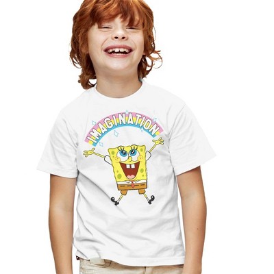 Boys' Spongebob Imagination Rainbow T Shirt White Medium