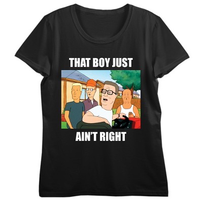 King Of The Hill That Boy Just Ain't Right Crew Neck Short Sleeve Women's Black T-shirt