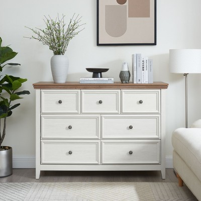 CAVINAS Modern 7 Drawers Dresser Closet Organizers and Storage Chest of Drawers with Metal Pulls for Living Room, Bedroom