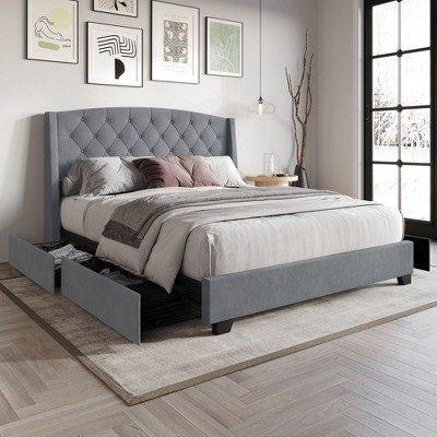 ChaletPosh Velvet Platform Bed with Storage