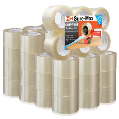 Sure-Max Extra-Wide Shipping & Packing Tape (3" x 110 yard/330' each) - Moving & Adhesive Carton Sealing - 2.0mil Clear - 48 Rolls