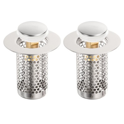 Unique Bargains Removable Rust-proof Stainless Steel Hair Bathroom Sink Drain Strainer