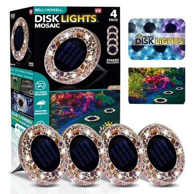 Bell + Howell 6 LED Round Mosaic Solar Powered Disk Lights with Auto On/Off