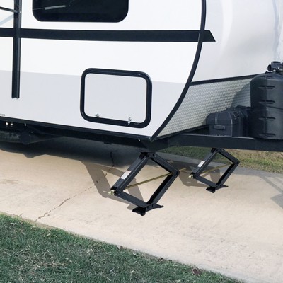 Camper Trailer RV Stabilizer Jacks, 7500Lb Heavy Duty 30" RV Stabilizer Leveling Scissor Jack with Crank Handle & Drill Sockets for  Camper, Black
