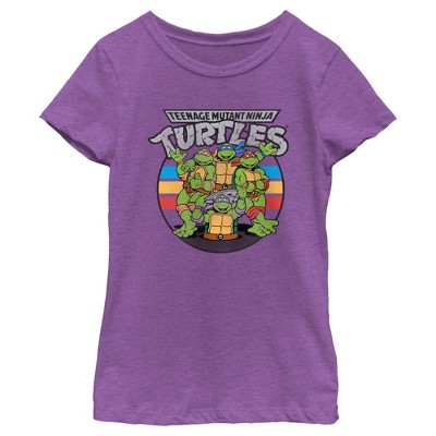 Girl's Teenage Mutant Ninja Turtles Distressed Retro Striped Brothers T-Shirt