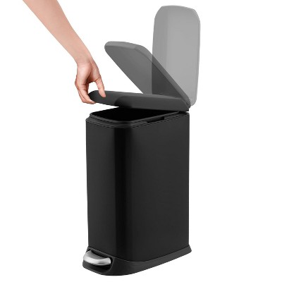 Trash Can, Stainless Steel Kitchen Trash Can 3.2 Gallon with Soft Close Lid & Foot Pedal